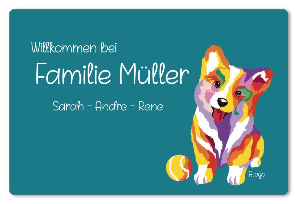 Fußmatte personalisiert Corgi