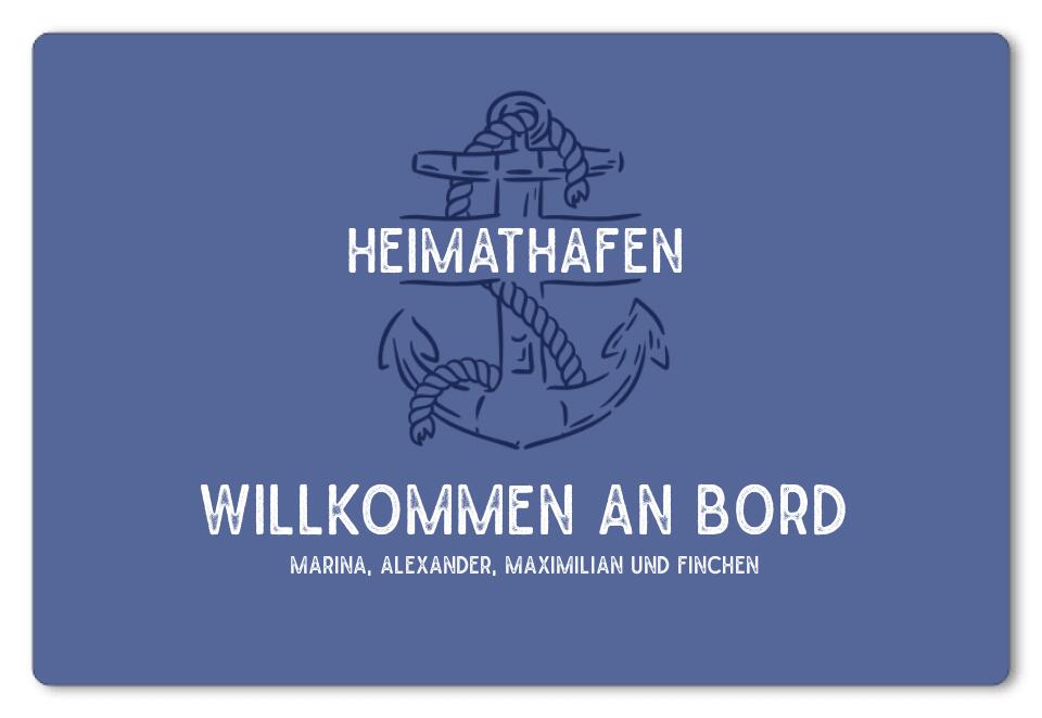 Fußmatte personalisiert Heimathafen Anker