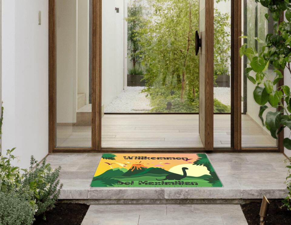 Fußmatte personalisiert Dinosaurier Vulkan Nr.2 Kinderzimmer