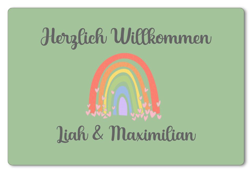 Fußmatte personalisiert Regenbogen mit Herz Nr. 3