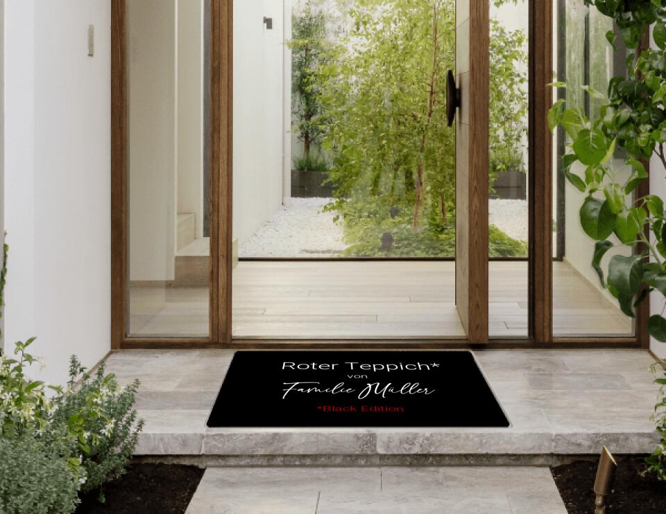 Fußmatte personalisiert roter Teppich Black Edition