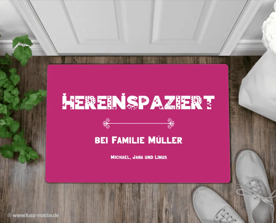 Fußmatte personalisiert Familie Herzchen 1