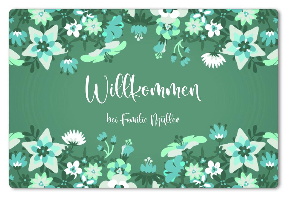 Fußmatte personalisiert Floral 2 Blumen - artidomo