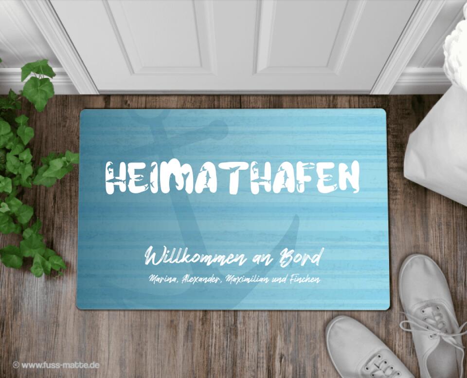 Fußmatte personalisiert Heimathafen Anker - artidomo