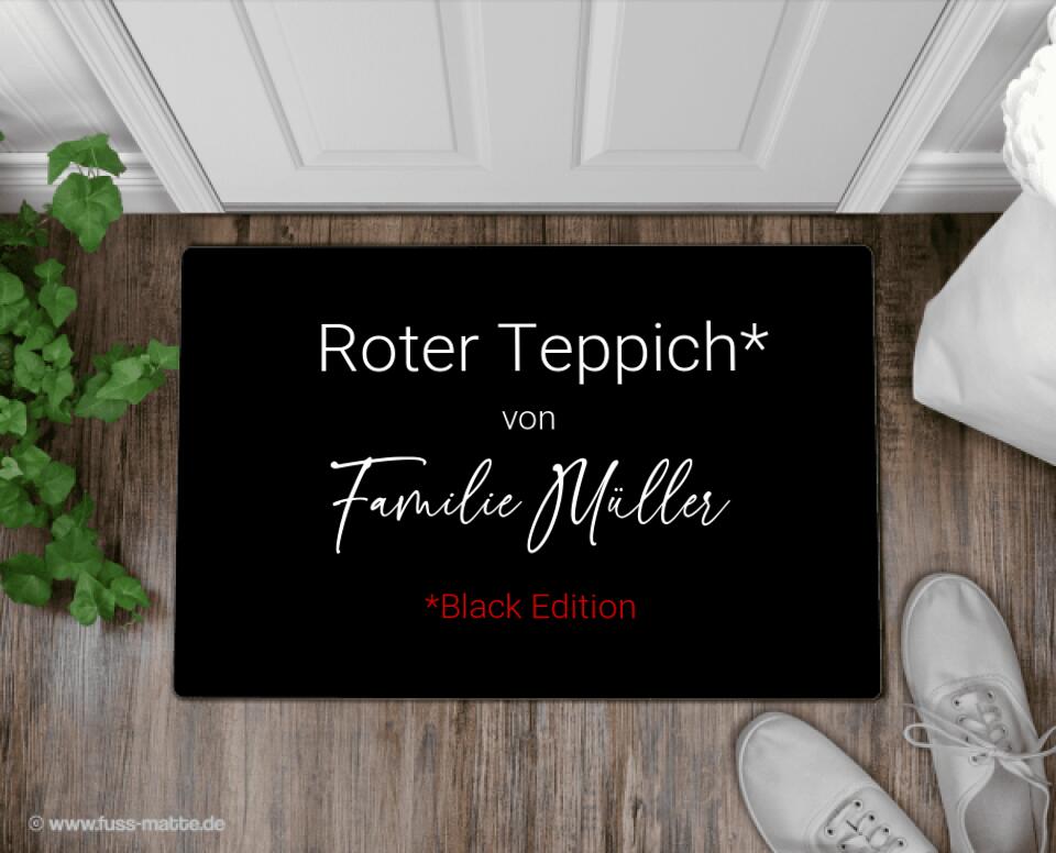 Fußmatte personalisiert roter Teppich Black Edition - artidomo