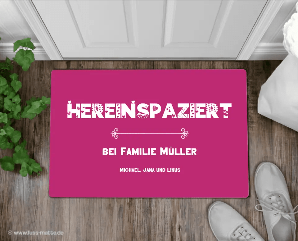 Fußmatte personalisiert Familie Herzchen 1 - artidomo