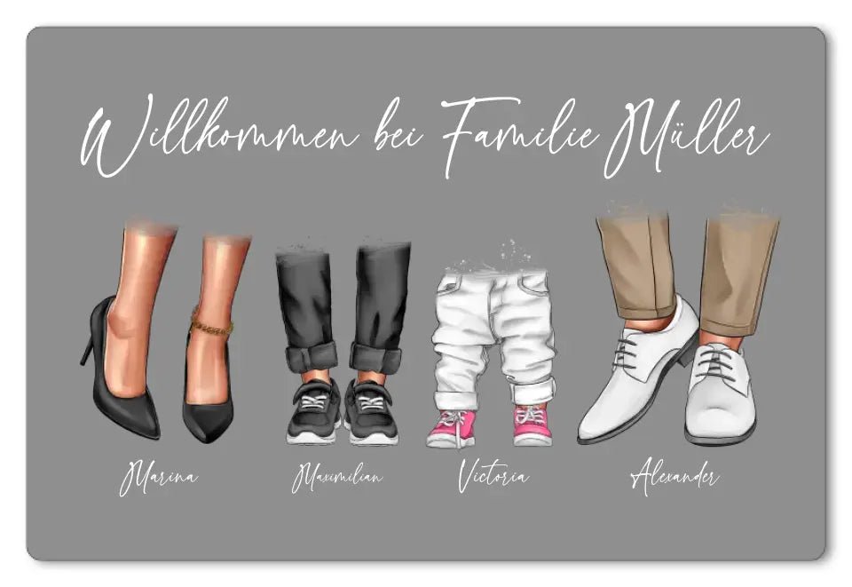 Fußmatte personalisiert Familie Schuhe elegant - artidomo