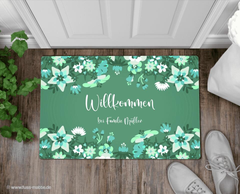 Fußmatte personalisiert Floral 2 Blumen - artidomo