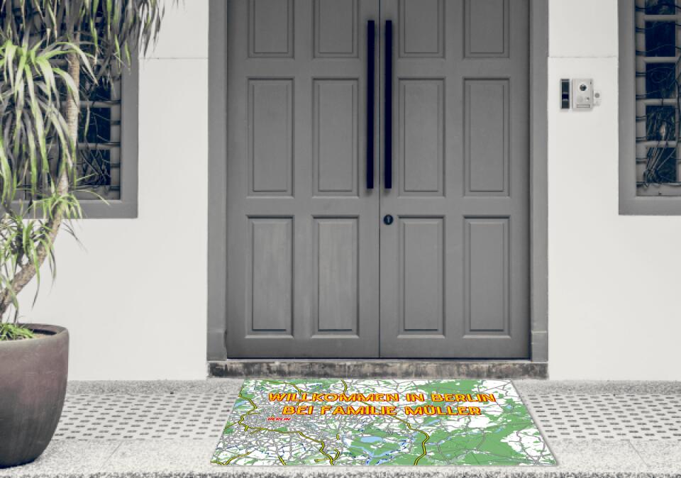Fußmatte personalisiert Karte Nr. 3 mit frei wählbrem Ausschnitt - artidomo
