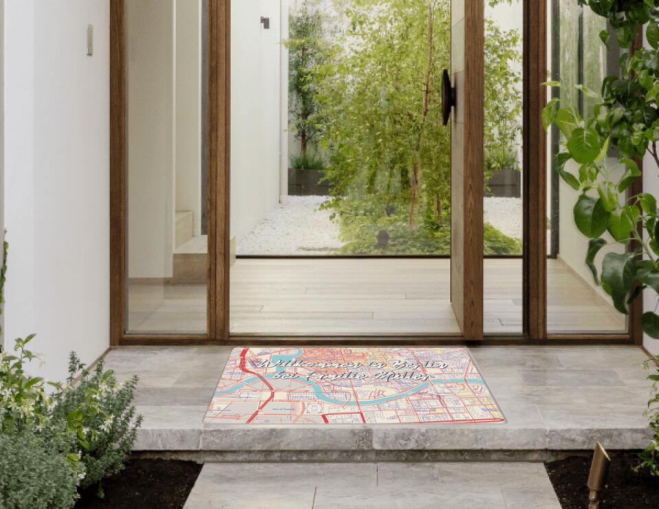 Fußmatte personalisiert mit Deinem Kartenausschnitt Nr. 2 Straßenkarte - artidomo