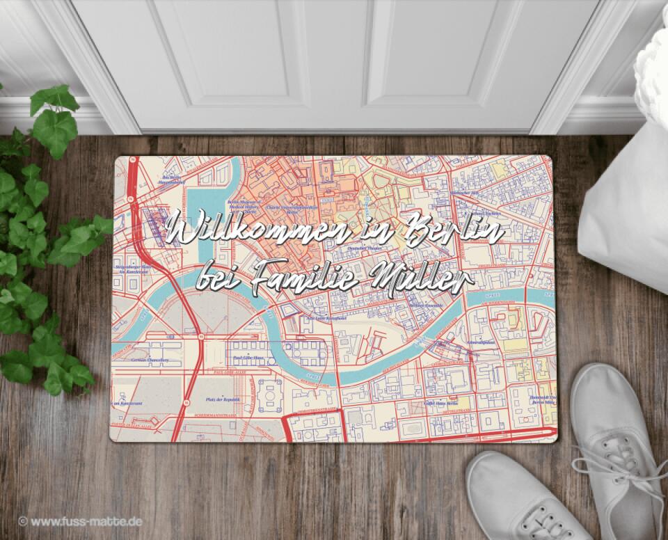 Fußmatte personalisiert mit Deinem Kartenausschnitt Nr. 2 Straßenkarte - artidomo