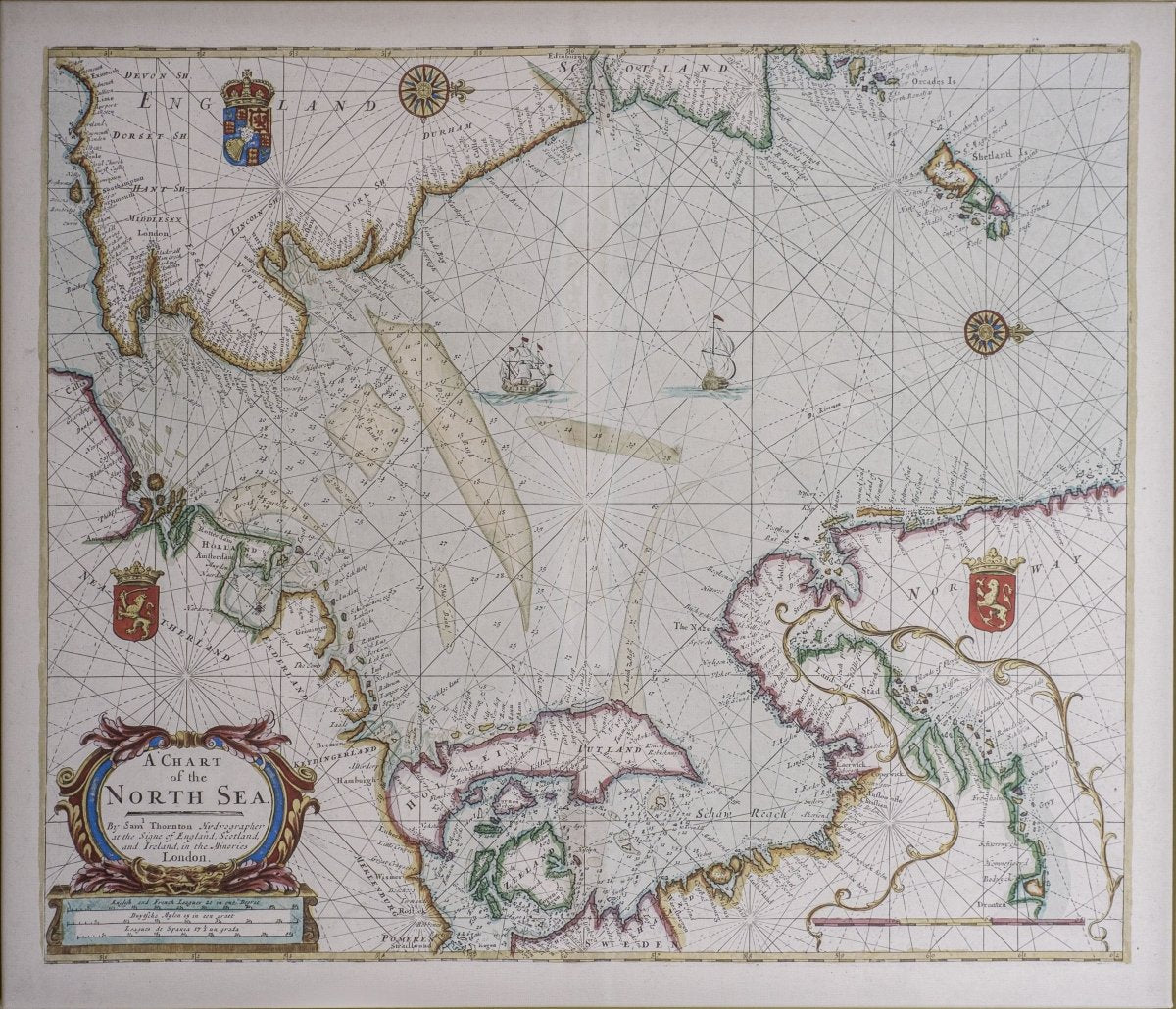 Historische Seekarte Nordsee u. Ijsselmeer 60x70cm von 1702 - artidomo